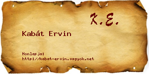 Kabát Ervin névjegykártya